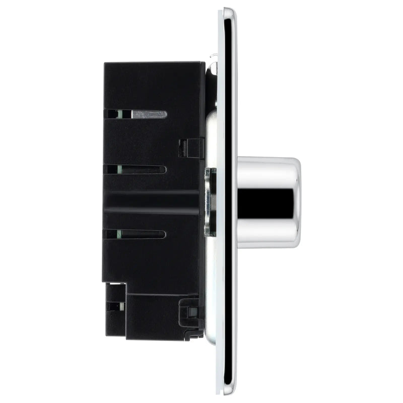 BG Electrical Flatplate Screwless Polished Chrome - Double, 2 way push 200W