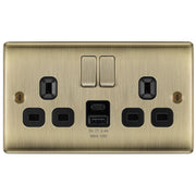 BG Electrical Nexus Metal Antique Brass - Double switched single pole, with USB A + C (12W)