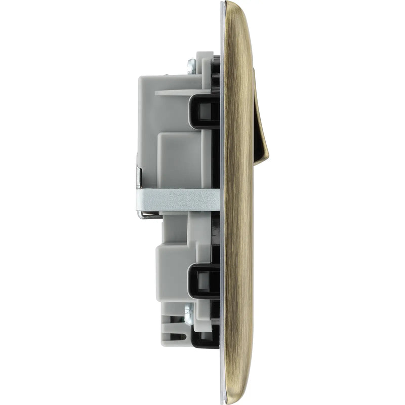 BG Electrical Nexus Metal Antique Brass - Double switched single pole, with USB A + C (12W)