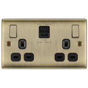 BG Electrical Nexus Metal Antique Brass - Double switched single pole, with USB A + C (22W)