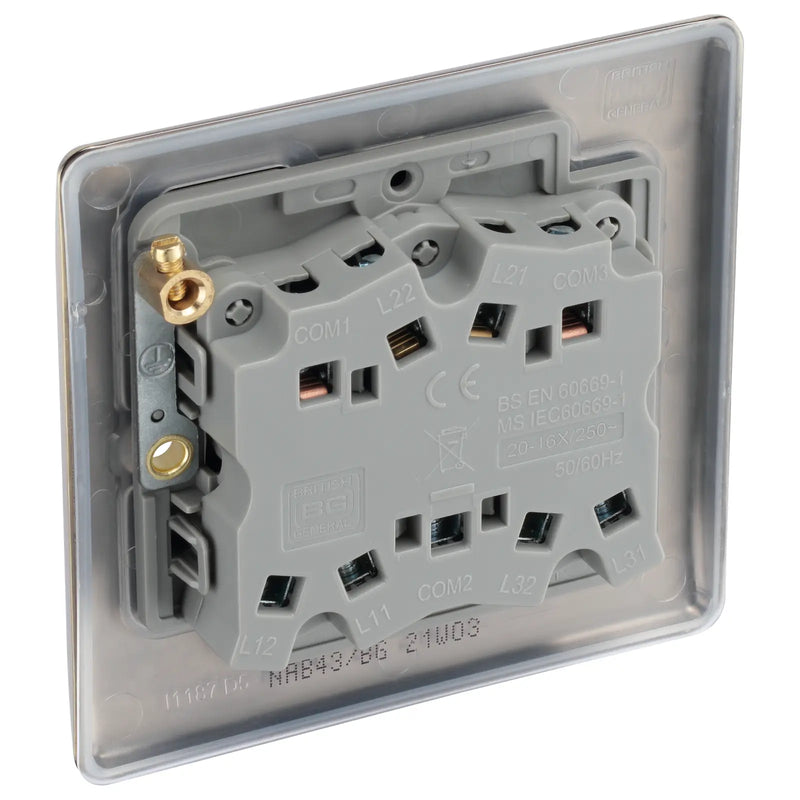 BG Electrical Nexus Metal Antique Brass - Triple, 2 way switch
