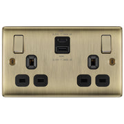BG Electrical Nexus Metal Antique Brass - Double switched single pole, with USB A + C (45W)