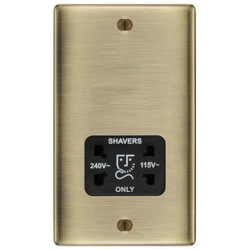BG Electrical Nexus Metal Antique Brass - 115/240V dual voltage shaver socket