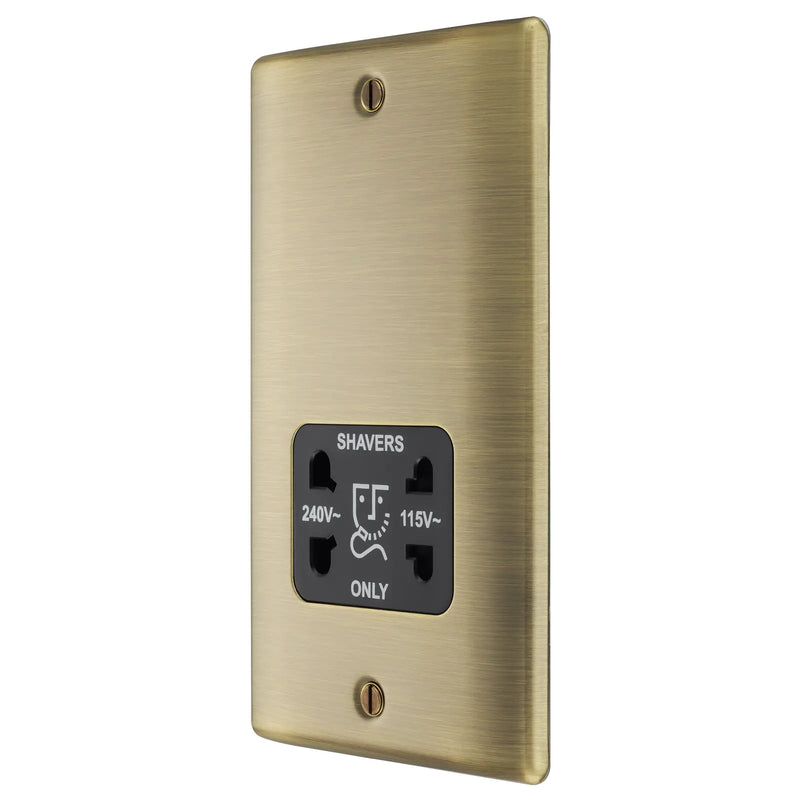 BG Electrical Nexus Metal Antique Brass - 115/240V dual voltage shaver socket