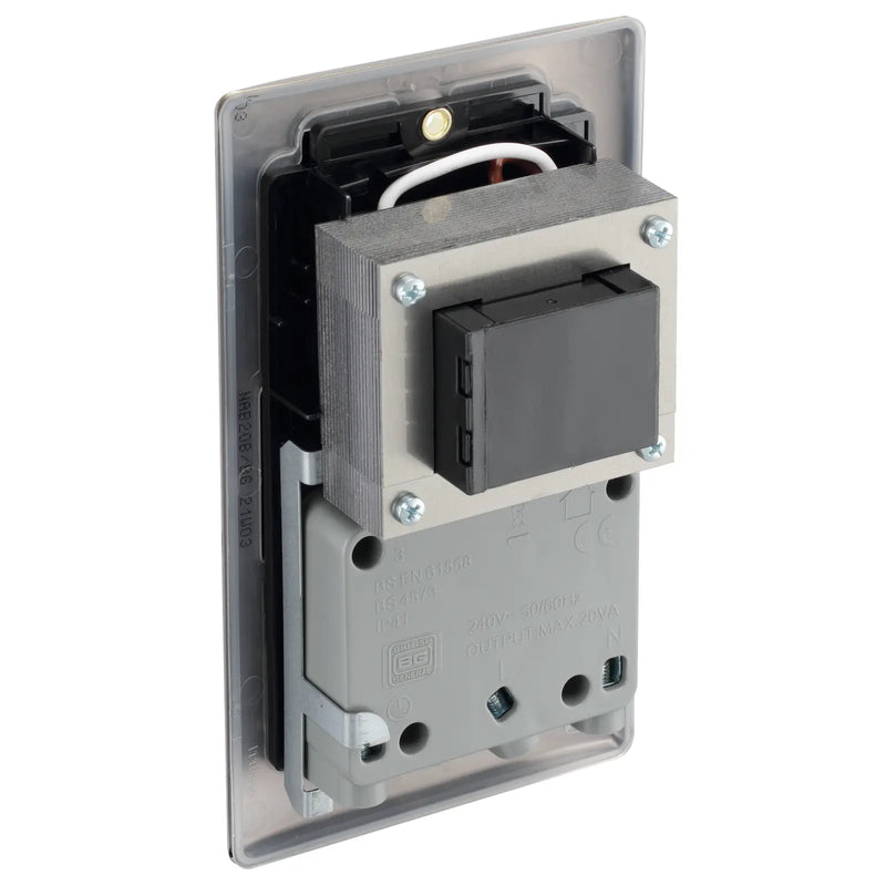 BG Electrical Nexus Metal Antique Brass - 115/240V dual voltage shaver socket