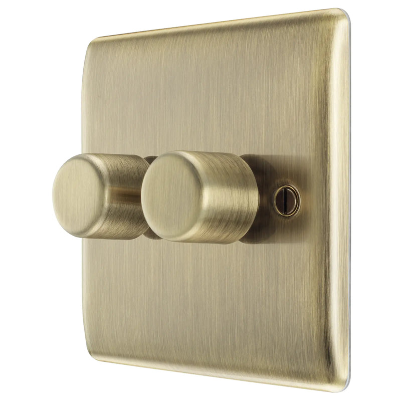 BG Electrical Nexus Metal Antique Brass - Double, 2 way push 200W