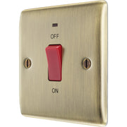 BG Electrical Nexus Metal Antique Brass - 45A, double pole, single plate, with indicator