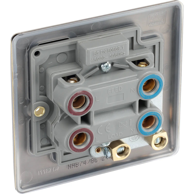BG Electrical Nexus Metal Antique Brass - 45A, double pole, single plate, with indicator