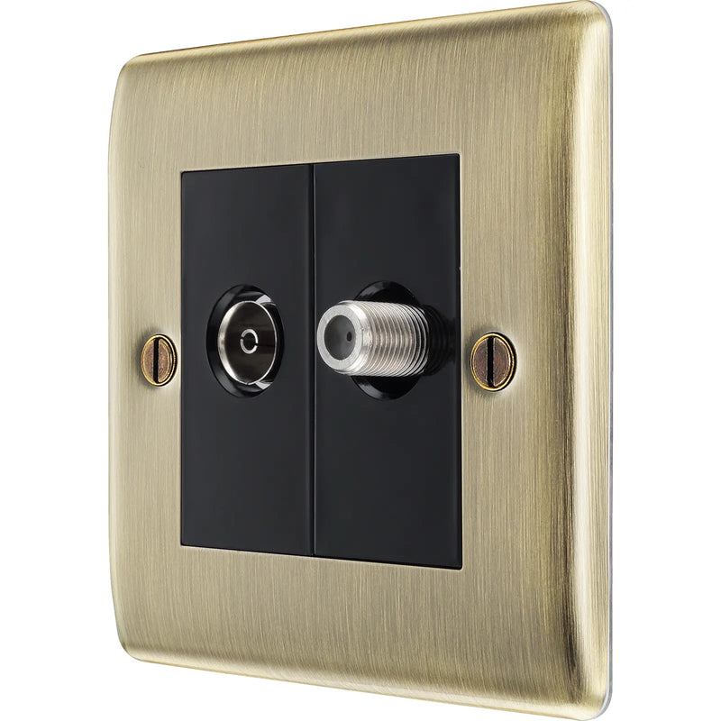 BG Electrical Nexus Metal Antique Brass - Double satellite and co-axial