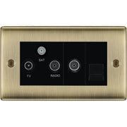 BG Electrical Nexus Metal Antique Brass - Triplex with BT outlet and co-axial return - screened