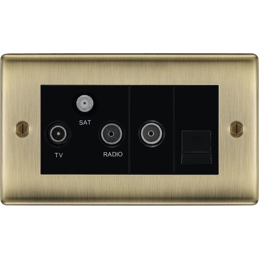 BG Electrical Nexus Metal Antique Brass - Triplex with BT outlet and co-axial return - screened