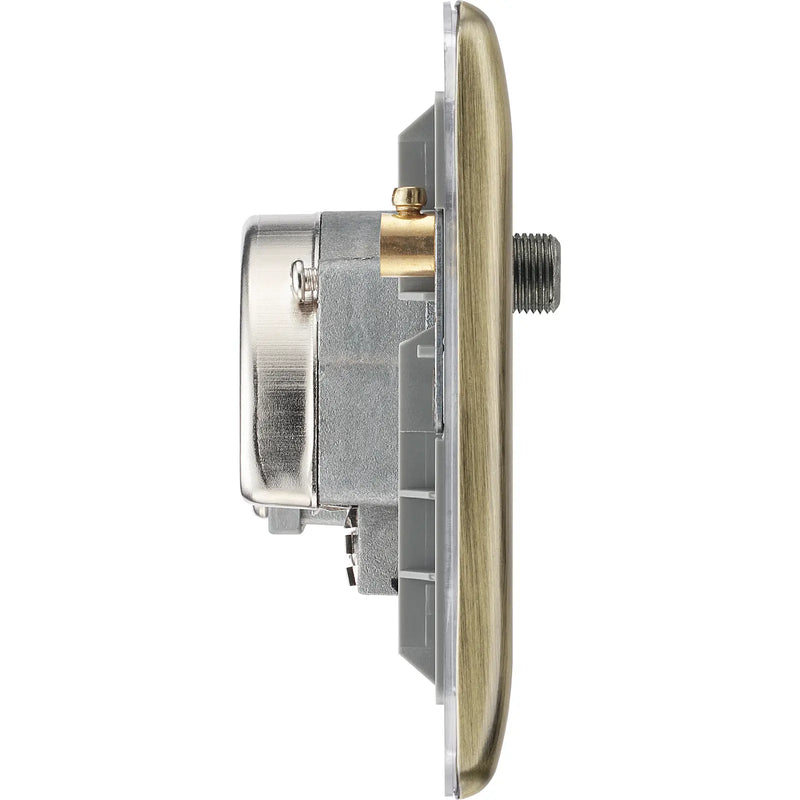 BG Electrical Nexus Metal Antique Brass - Triplex with BT outlet and co-axial return - screened