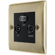 BG Electrical Nexus Metal Antique Brass - Triple TV/FM/SAT triplex - screened