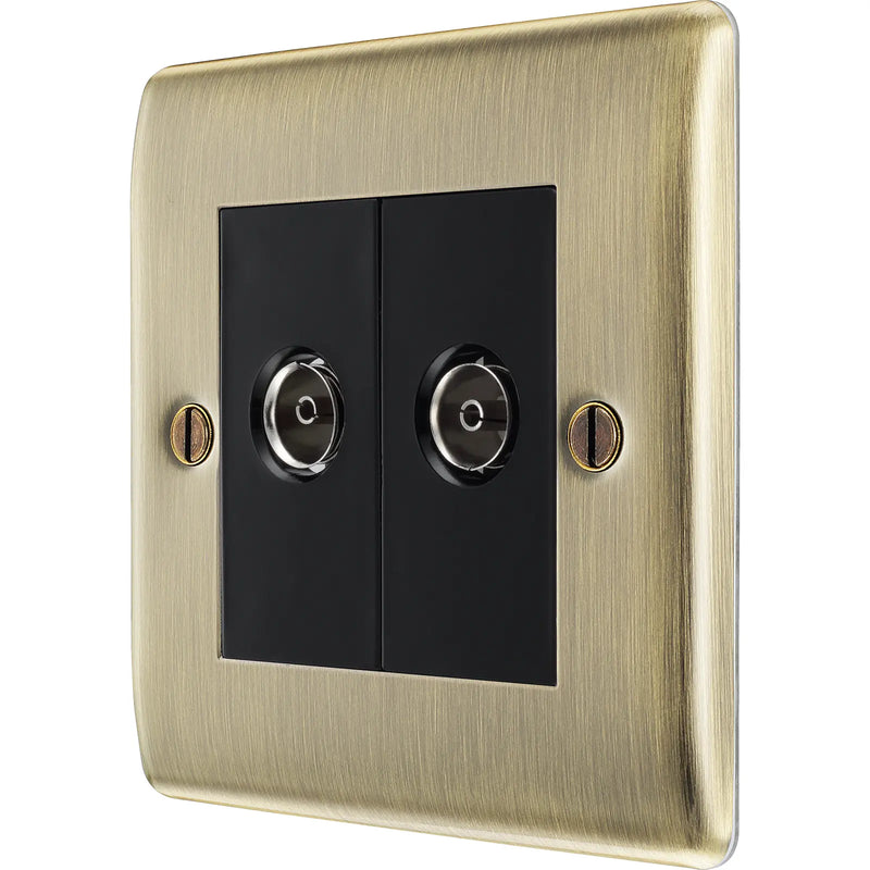 BG Electrical Nexus Metal Antique Brass - Double, TV/FM