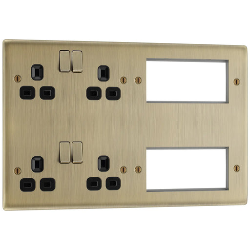 BG Electrical Nexus Metal Antique Brass - 2 x double, switched, double pole, 8 Euro Module
