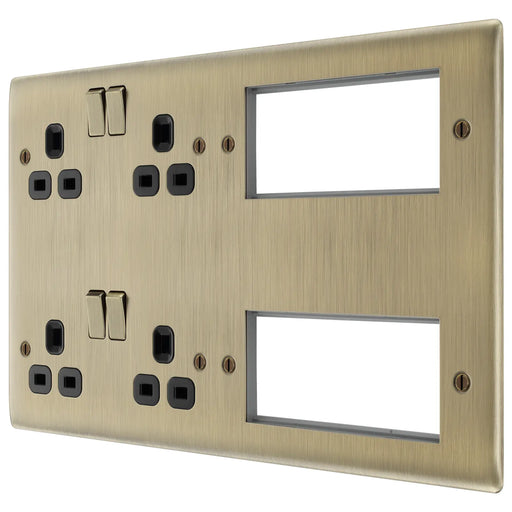 BG Electrical Nexus Metal Antique Brass - 2 x double, switched, double pole, 8 Euro Module