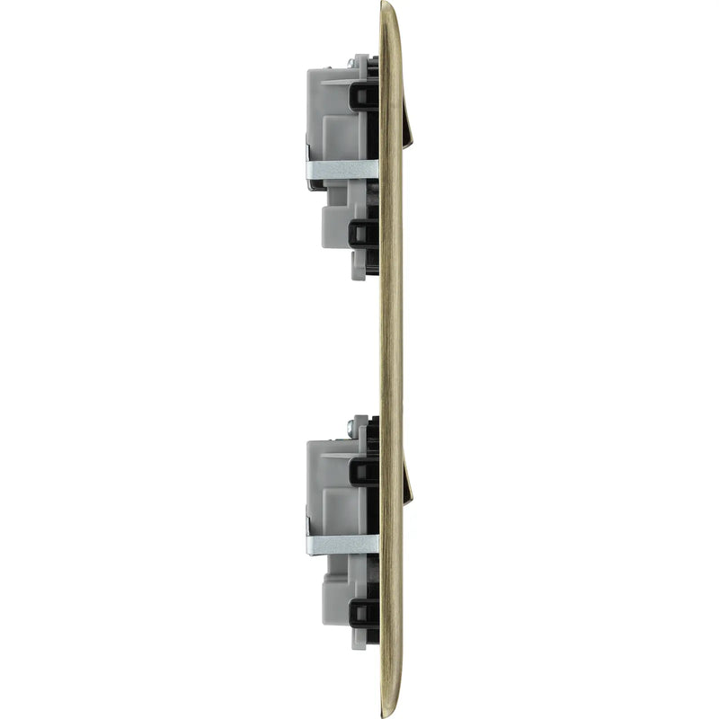 BG Electrical Nexus Metal Antique Brass - 2 x double, switched, double pole, 8 Euro Module