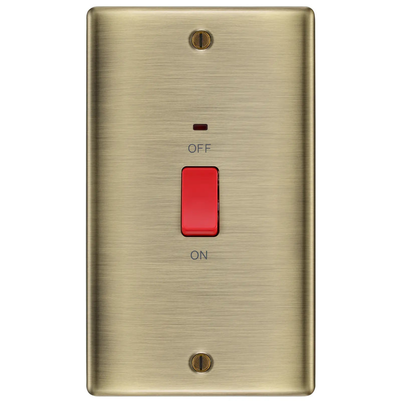 BG Electrical Nexus Metal Antique Brass - 45A, double pole, large plate, with indicator