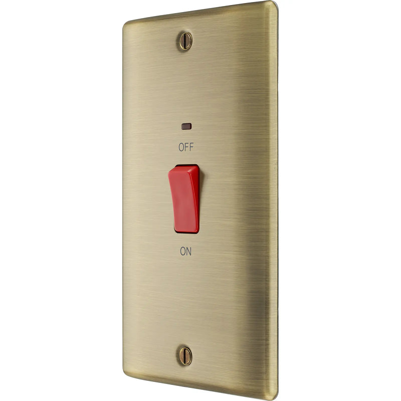 BG Electrical Nexus Metal Antique Brass - 45A, double pole, large plate, with indicator