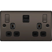 BG Electrical Nexus Metal Black Nickel - Double switched single pole, with USB A + C (22W)