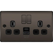 BG Electrical Nexus Metal Black Nickel - Double switched single pole, with USB A + C (12W)