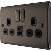 BG Electrical Nexus Metal Black Nickel - Double switched single pole, with USB A + C (12W)