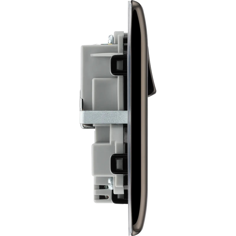 BG Electrical Nexus Metal Black Nickel - Double switched single pole, with USB A + C (12W)