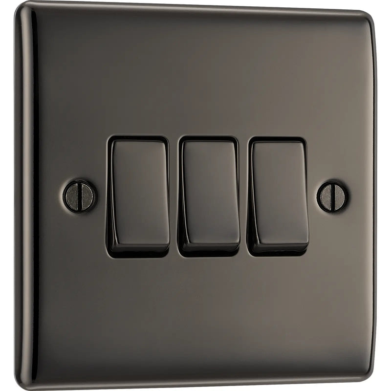 BG Electrical Nexus Metal Black Nickel - Triple, 2 way switch