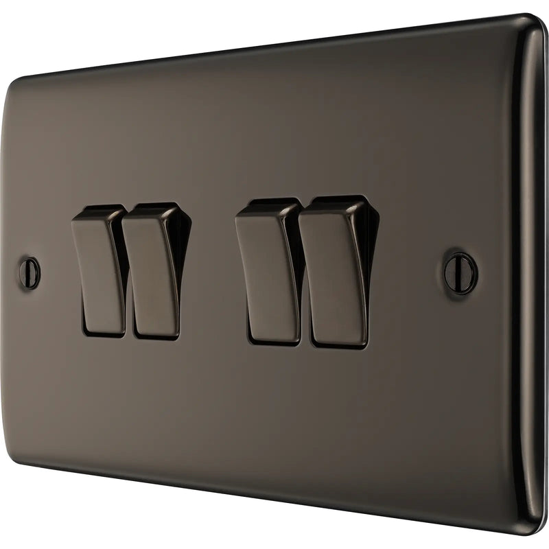BG Electrical Nexus Metal Black Nickel - Quadruple, 2 way switch