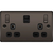 BG Electrical Nexus Metal Black Nickel - Double switched single pole, with USB A + C (45W)