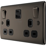 BG Electrical Nexus Metal Black Nickel - Double switched single pole, with USB A + C (45W)