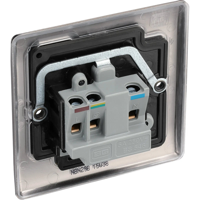 BG Electrical Nexus Metal Black Nickel - 5A, single, unswitched, round pin