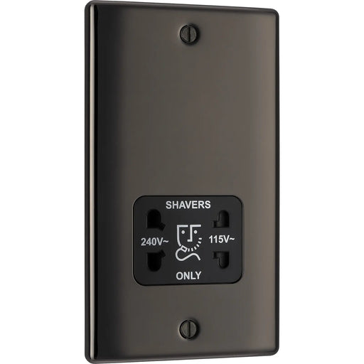 BG Electrical Nexus Metal Black Nickel - 115/240V dual voltage shaver socket