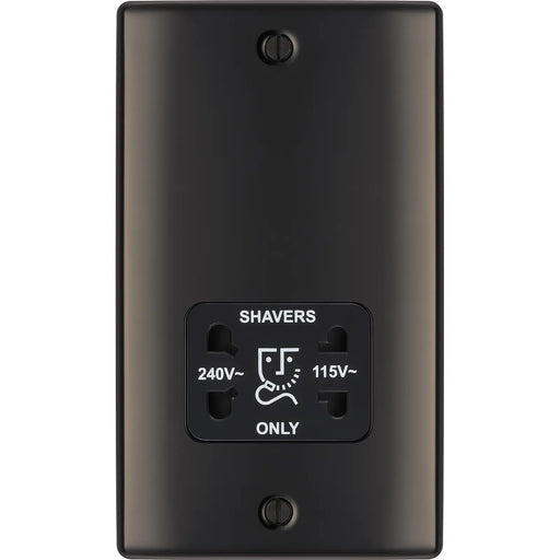 BG Electrical Nexus Metal Black Nickel - 115/240V dual voltage shaver socket