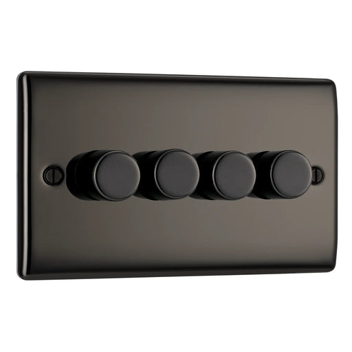 BG Electrical Nexus Metal Black Nickel - Quadruple, 2 way push 200W