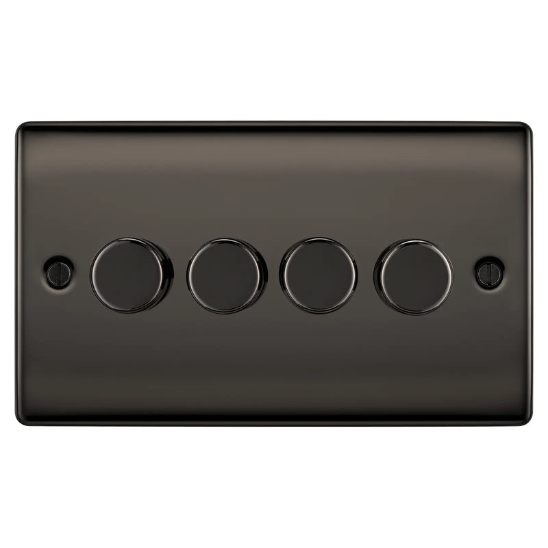 BG Electrical Nexus Metal Black Nickel - Quadruple, 2 way push 200W