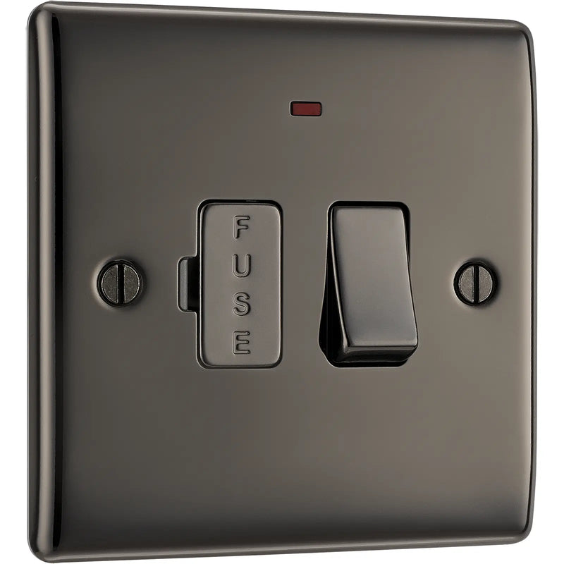 BG Electrical Nexus Metal Black Nickel - Switched and fused with indicator