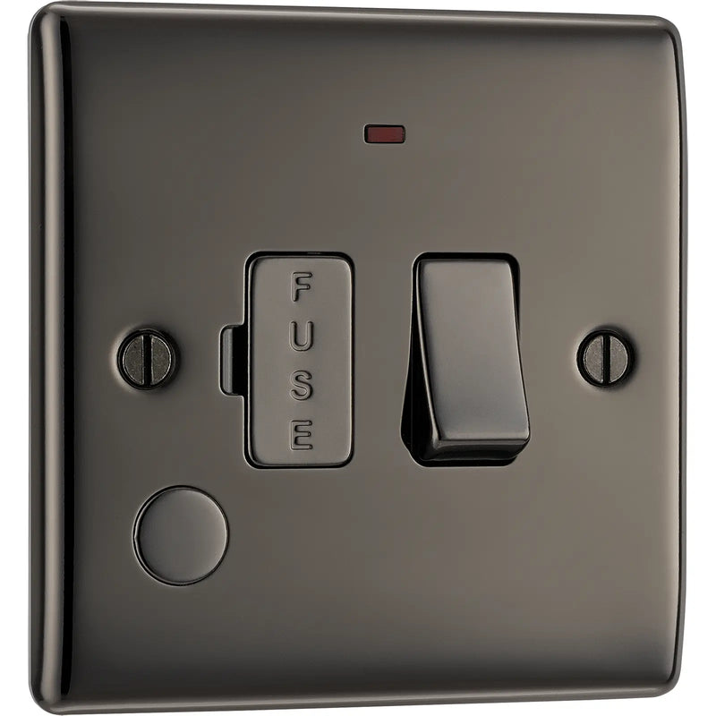 BG Electrical Nexus Metal Black Nickel - Switched and fused with indicator and flex outlet