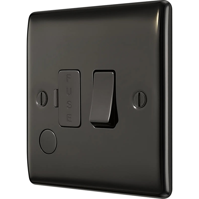 BG Electrical Nexus Metal Black Nickel - Switched and fused with indicator and flex outlet