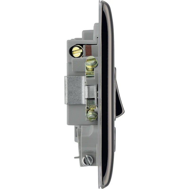 BG Electrical Nexus Metal Black Nickel - Switched and fused with indicator and flex outlet