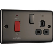 BG Electrical Nexus Metal Black Nickel - 45A double pole, with switched socket and indicators