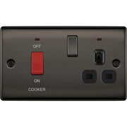 BG Electrical Nexus Metal Black Nickel - 45A double pole, with switched socket and indicators