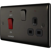 BG Electrical Nexus Metal Black Nickel - 45A double pole, with switched socket and indicators
