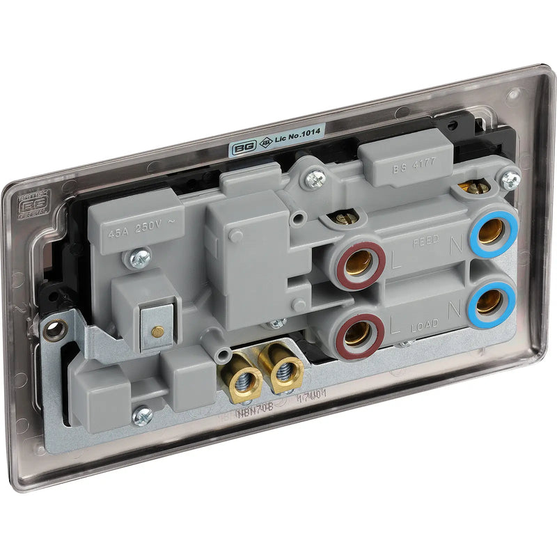 BG Electrical Nexus Metal Black Nickel - 45A double pole, with switched socket and indicators