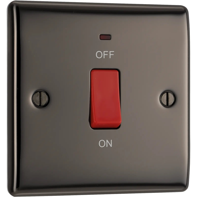 BG Electrical Nexus Metal Black Nickel - 45A, double pole, single plate, with indicator
