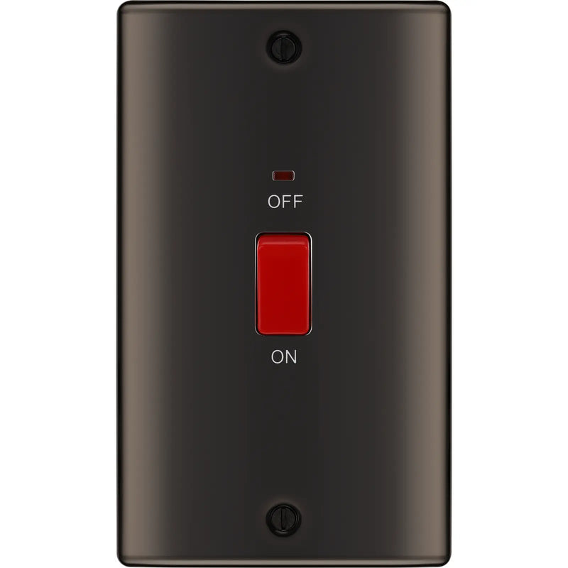 BG Electrical Nexus Metal Black Nickel - 45A, double pole, large plate, with indicator