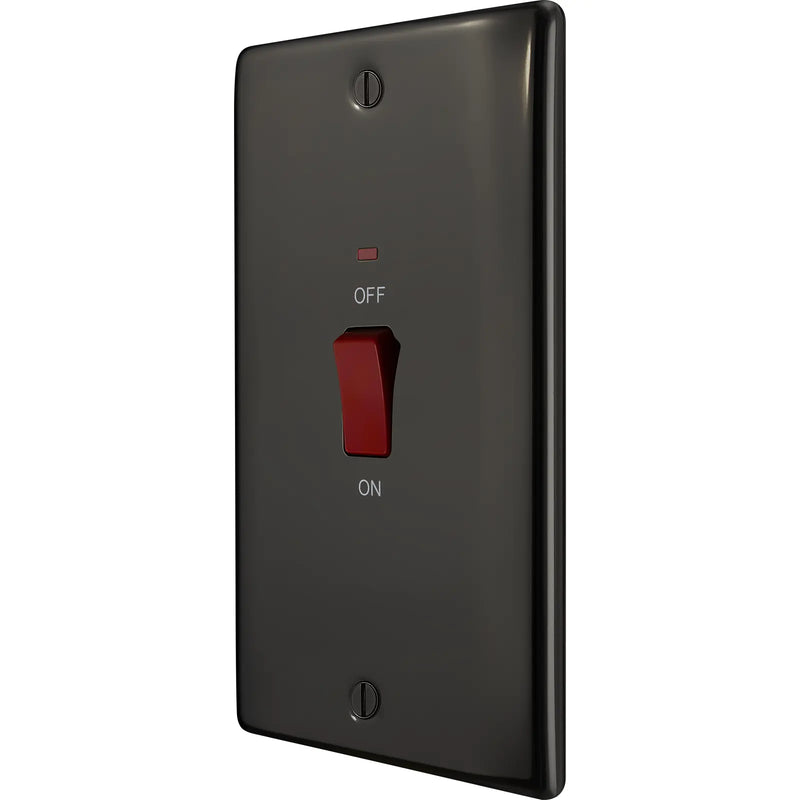 BG Electrical Nexus Metal Black Nickel - 45A, double pole, large plate, with indicator