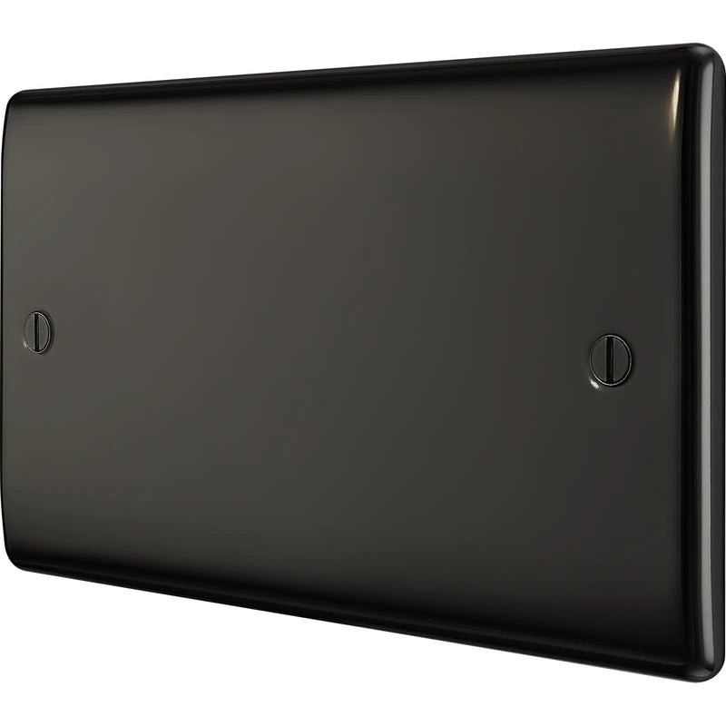 BG Electrical Nexus Metal Black Nickel - Double, blank plate