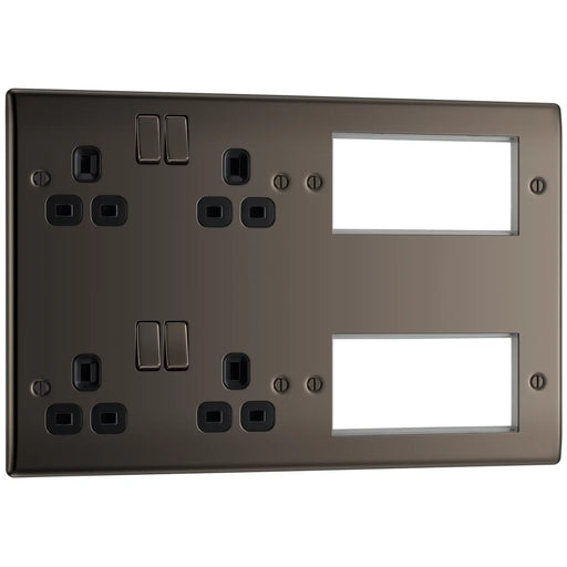 BG Electrical Nexus Metal Black Nickel - 2 x double, switched, double pole, 8 Euro Module