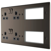 BG Electrical Nexus Metal Black Nickel - 2 x double, switched, double pole, 8 Euro Module
